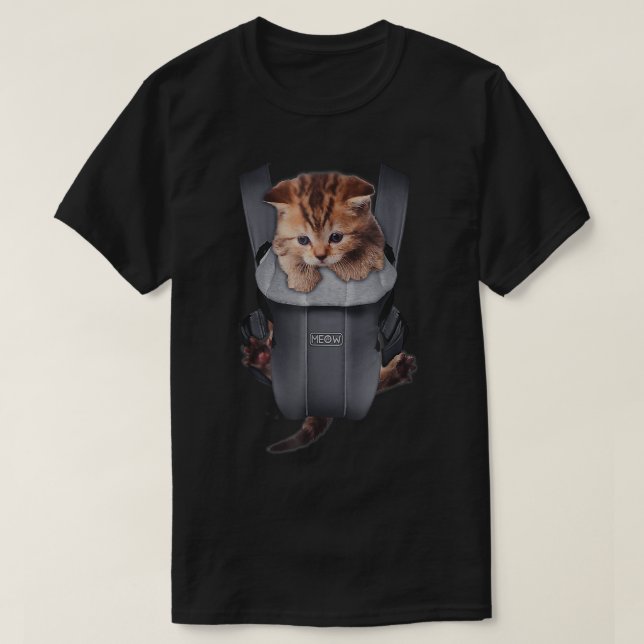 Meow Cat Kitten Carrier T-Shirt (Frente do Design)