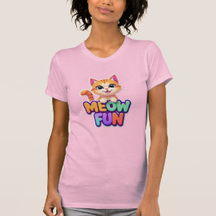 Meow Fun - Camiseta de Gato Sorridente Fofo