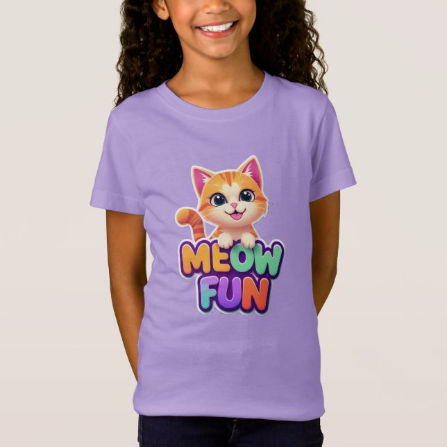 Meow Fun - Camiseta de Gato Sorridente Fofo (Frente)