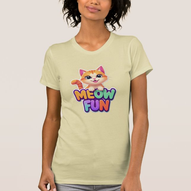 Meow Fun - Cute Smiling Cat T-Shirt (Frente)