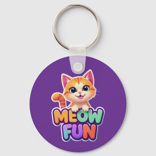 Meow Fun - Porta-chaves de Gato Sorridente Fofo (Frente)