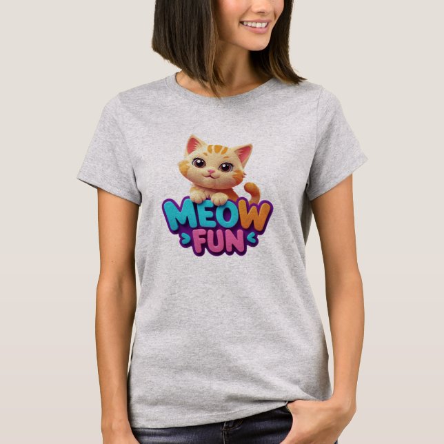 Meow Fun - Sweet Look Cat T-Shirt (Frente)