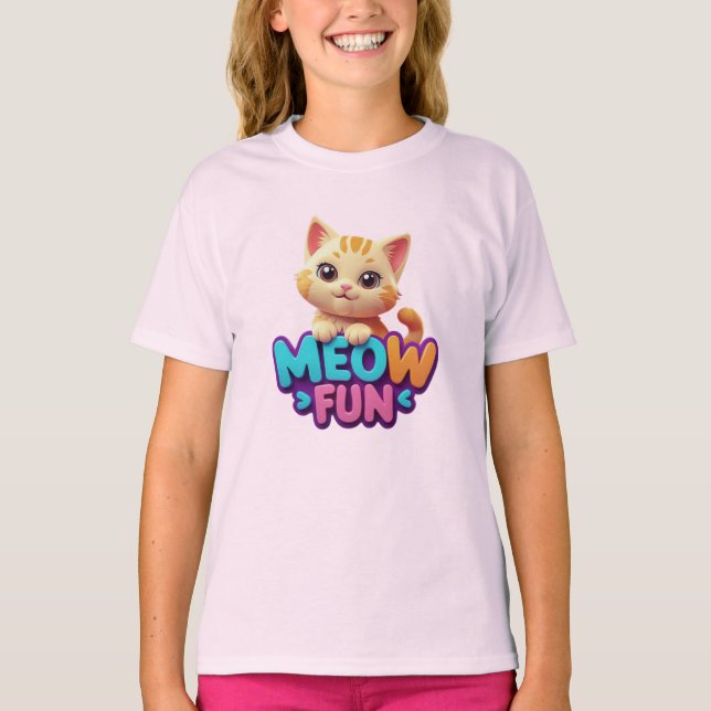 Meow Fun - Sweet Look Cat T-Shirt (Frente)