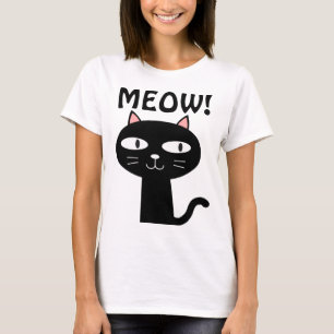 MEOW! T-shirt bonitos do gato preto