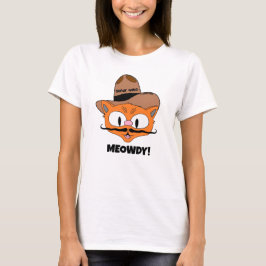 MEOWDY! Camisa Gato Cowboy Bigode Cartoon