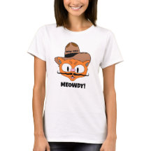 MEOWDY! Caricatura Cowboy Cowboy T-Shirt