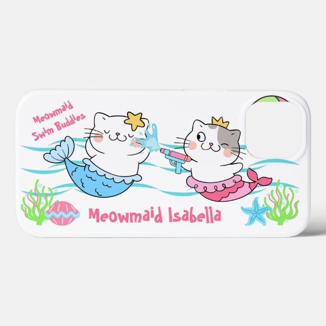 Meowmaids Sereia Gatos Natações Amigos (Verso (horizontal))