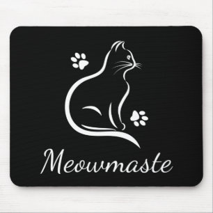 Meowmaste Cat Yoga Mousepad Preto