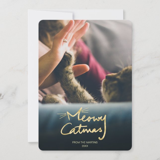 Meowy Catmas | Cartões de foto de Natal Engraçado (Frente)