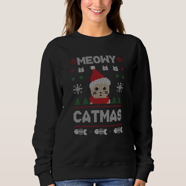 Meowy Catmas Feio Suéter de Natal (Frente)