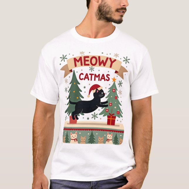 Meowy Catmas, Suéter de Natal Feio, Natal de Gato (Frente)