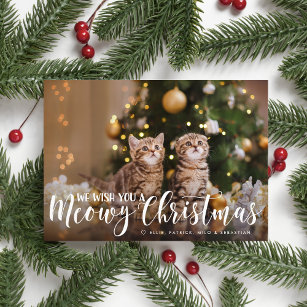 Meowy Christmas   Cartão de Férias Pet Fotográfico