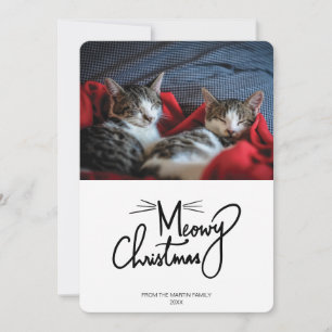 Meowy Christmas   Cartões de foto de Natal Engraça