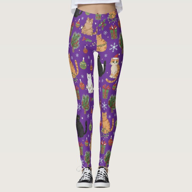 Meowy Christmas Cat Leggings - Presente Para Mãe d (Frente)