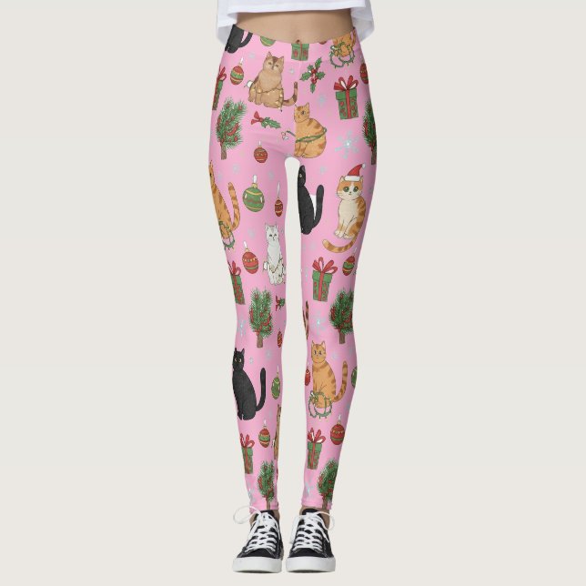Meowy Christmas Cat Leggings - Presente Para Mãe d (Frente)