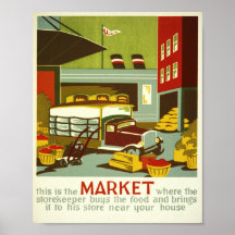 Mercado comida... Vintage US Poster