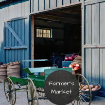 Mercado dos agricultores Simulado Chalkboard Round