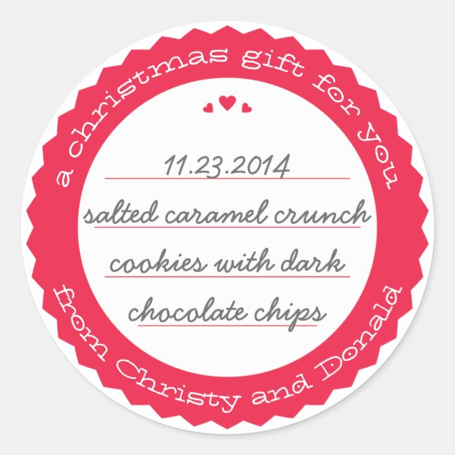 Mercadorias cozidas Em Volta Dosagem Etiqueta Etiq (Frente)