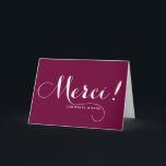 Merci | Cartão de Agradecimento Caligrafia Caprich<br><div class="desc">Cartão de agradecimento personalizável com caligrafia caprichosa. Outras cores e itens semelhantes estão disponíveis na minha loja.</div>