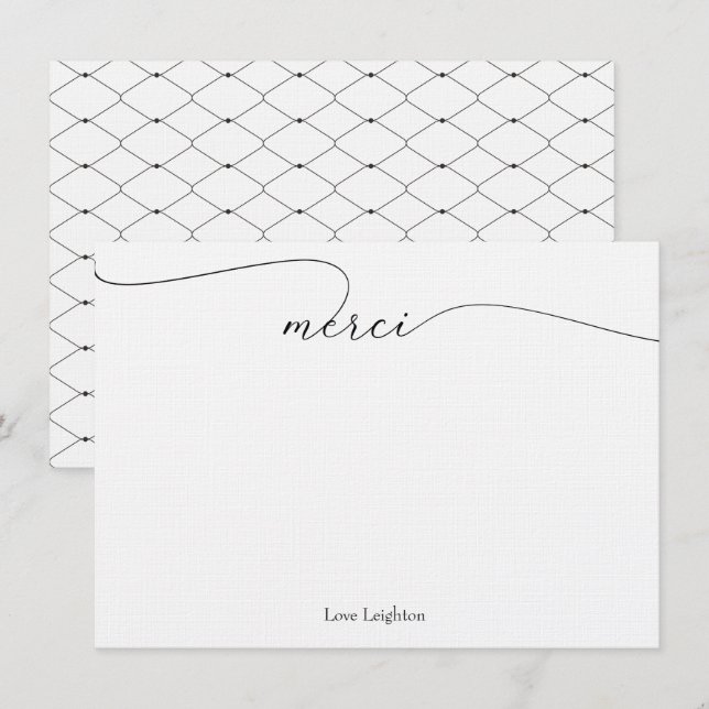 Merci Obrigado Cartão De Nota (Frente/Verso)