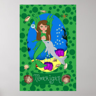 Merfaery verde e Impressão de golfinhos