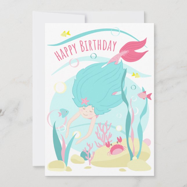 Mergulhamento De Sereia Cuta Sob O Mar (Frente)