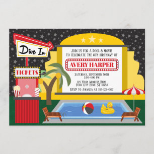 Mergulhe No Convite De Aniversário De Piscina E Fi