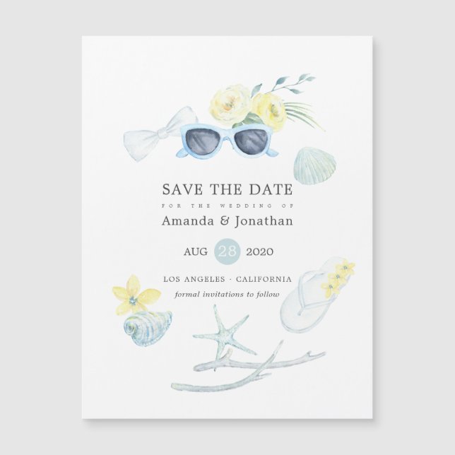 Mergulho Watercolor Summer Beach Casamento Salve a (Frente)