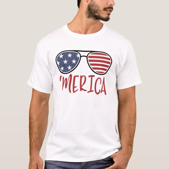 Merica 4º de julho Óculos de sol T-Shirt (Frente)