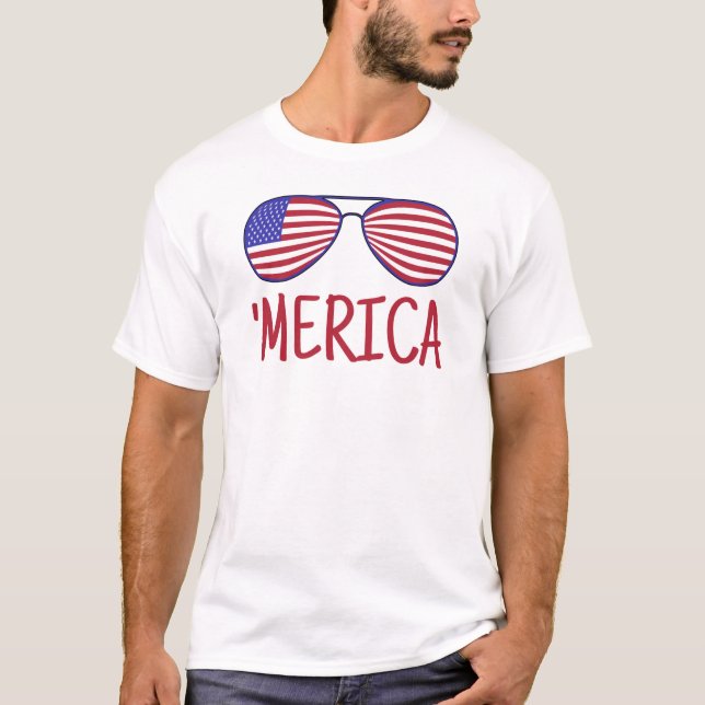 "Merica 4º De Julho, Vidros T-Shirt (Frente)