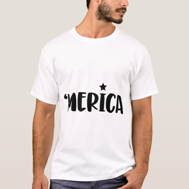 MERICA T-Shirt Patriótico | Orgulho das Cores de S (Frente)