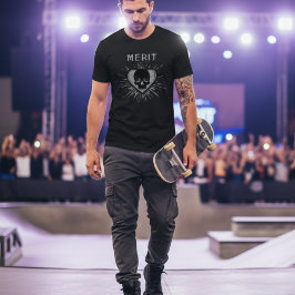 Merit Skull Heart Grunge Graphic T-Shirt
