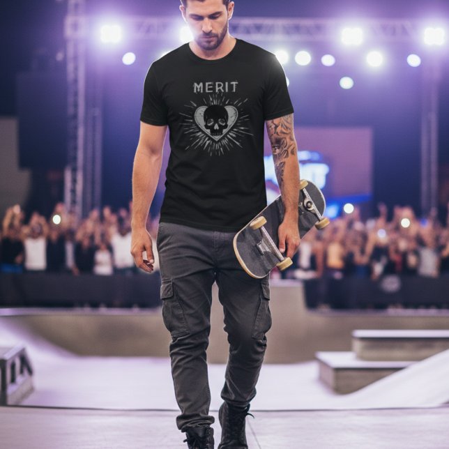 Merit Skull Heart Grunge Graphic T-Shirt (Criador carregado)