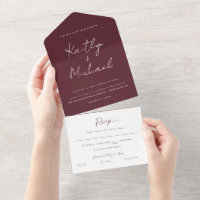 Merlot Burgundy Wedn Moderno com Rasgo Sem RSVP