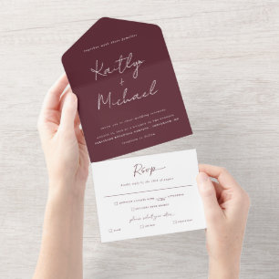 Merlot Burgundy Wedn Moderno com Rasgo Sem RSVP