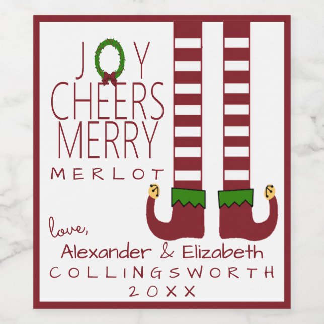 Merlot Christmas — rótulo de vinho personalizado (Rótulo Único)