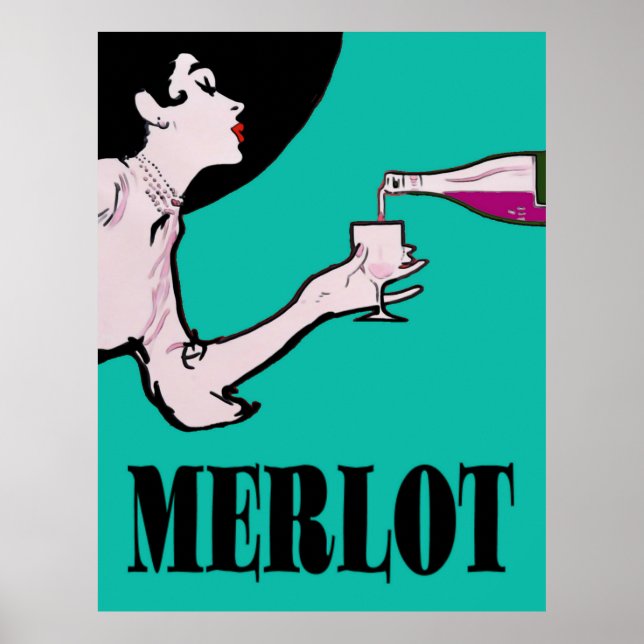 Merlot Wine Vintage Lady Posters (Frente)