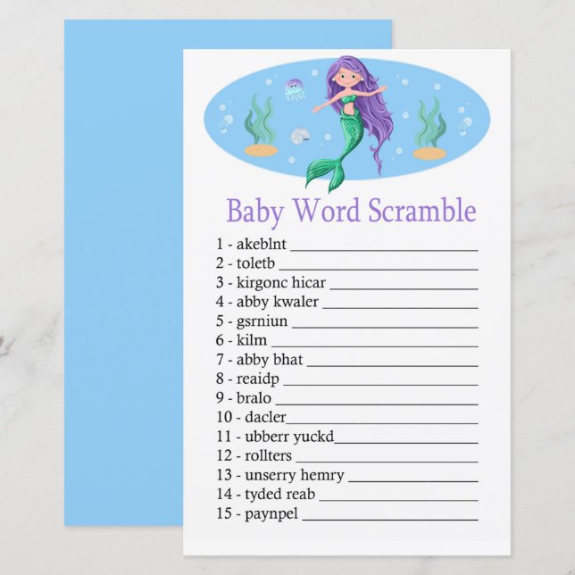 Mermaid Baby word scraps game (Frente/Verso)