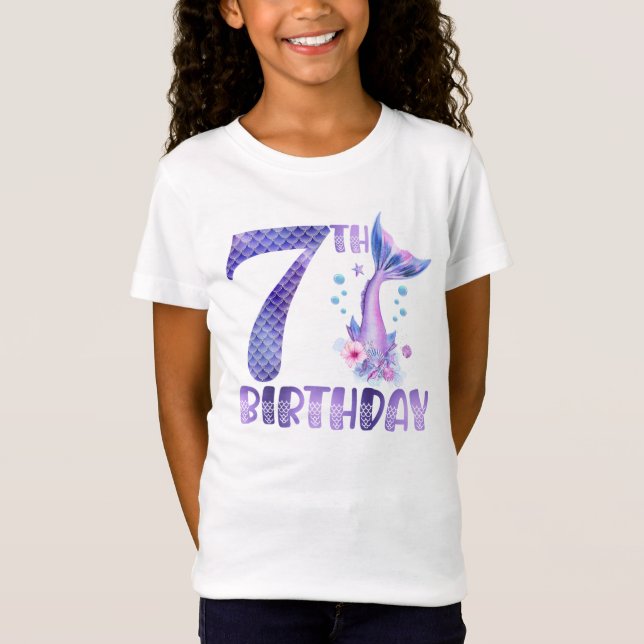 Mermaid Birthday 7th Birthday T-Shirt (Frente)