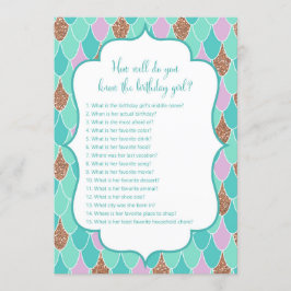 Mermaid Birthday Girl Game 5x7" Tamanho Convite