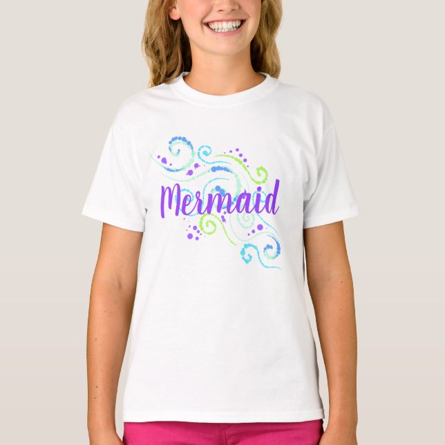 Mermaid Bubbles Roda Camiseta da Rapariga (Frente)