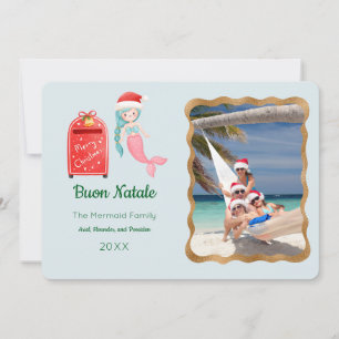 Mermaid Buon Natale Cartão de Saudação Fotográfica