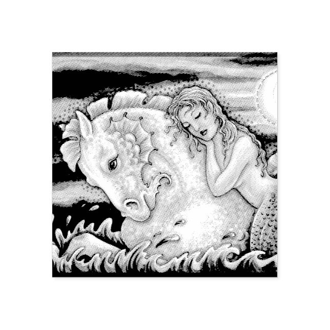 MERMAID EM CARIMBO DE BORRACHA DE FANTASIA DE MERH (Impressão)