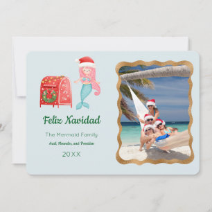 Mermaid Feliz Navidad - Cartão de Saudação Fotográ
