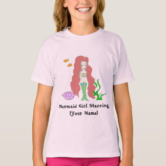 Mermaid Girl Starring [Seu Nome] Camisetas