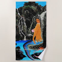 Mermaid grogue até toalha de praia de chá de água