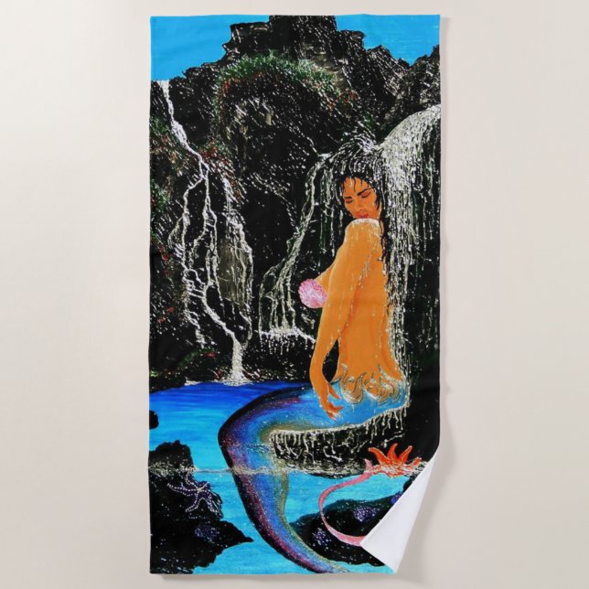 Mermaid grogue até toalha de praia de chá de água  (Frente)