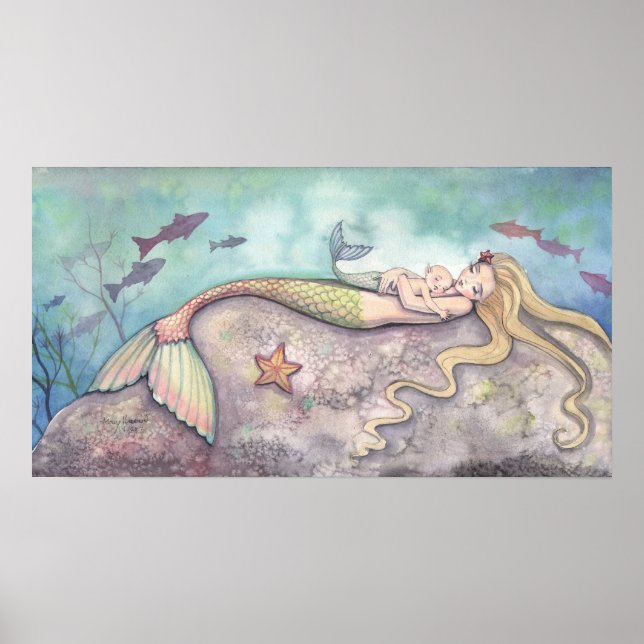 Mermaid Lullaby Mãe e Poster bebê (Frente)