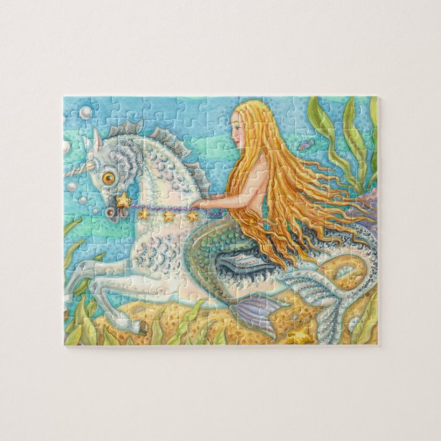 MERMAID & MERHORSE UNICORN, FANTASY QUEBRA-CABEÇA  (Horizontal)