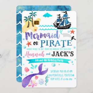 Mermaid Pirate Birthday - Partido do Convite à Ani